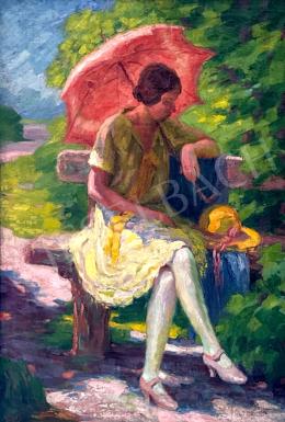 Bajnai Tóth, Lajos - Girl on the Bench, 1928  