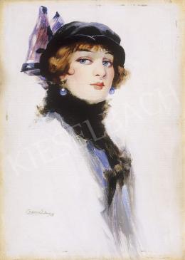 Bardócz Árpád - Ifjú hölgy fekete kalapban 